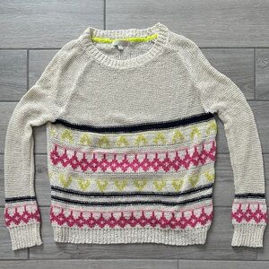 Giani Bernini Cream Sweater with Pink and Yellow Accents